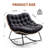 Patikuin Reinforced Steel Patio Rocking Chair, Weather-Resistant Rattan with UV-Proof Cushion, 450 Lbs Capacity, Yellow Rattan & Black Cushion, Outdoor/Indoor Rocker for Porch, Garden, Living Room, Arc Foot-964345621