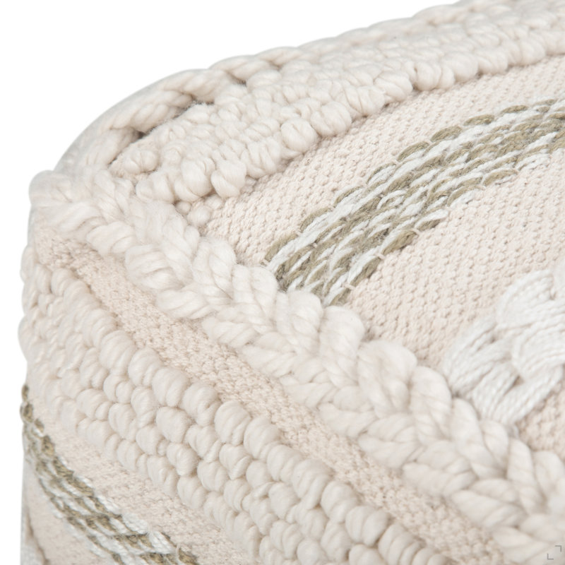 Pouf carré de 18 pouces de largeur en coton tissé à la main naturel