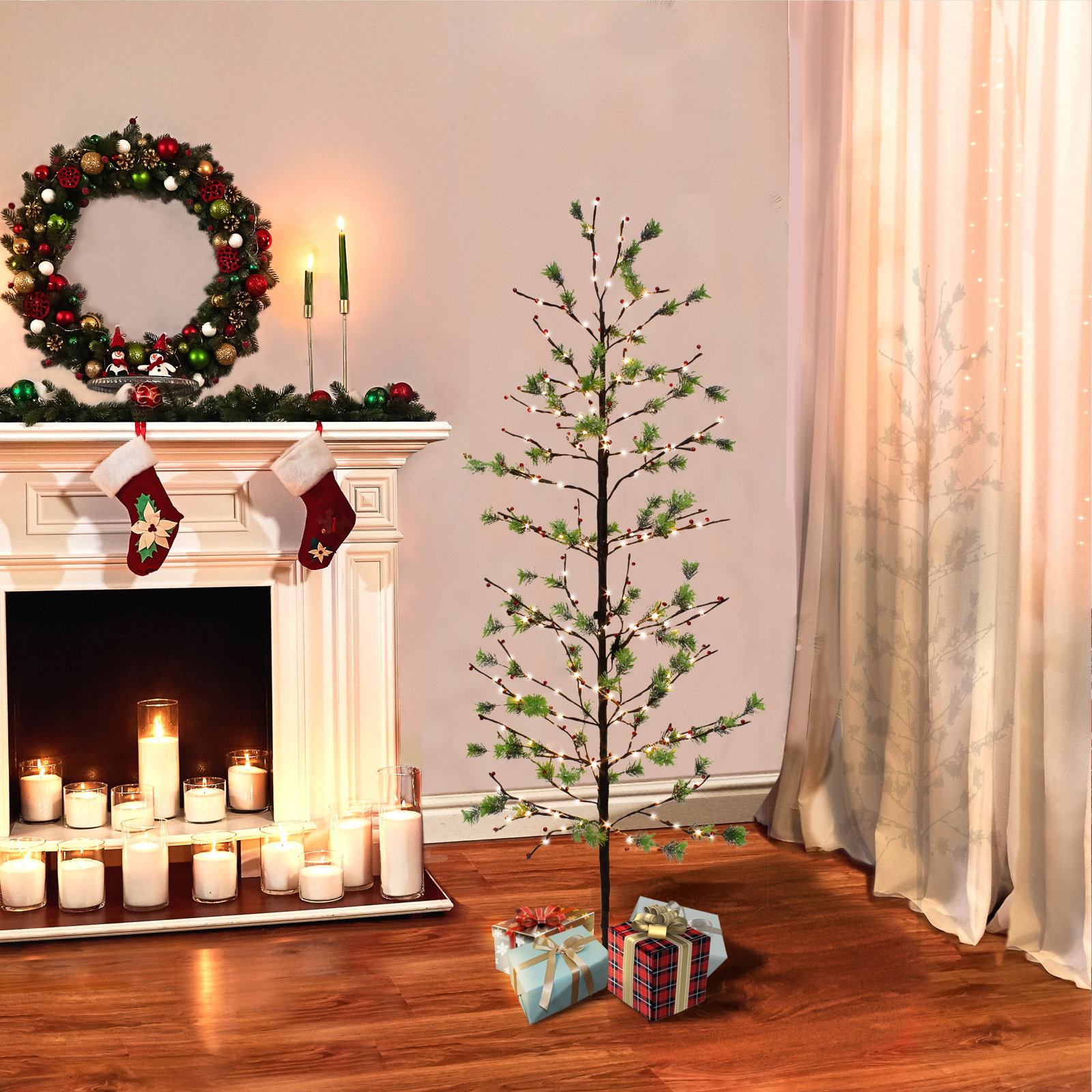 3' Pre-Lit Tropical Artificial Christmas Tree, 6'