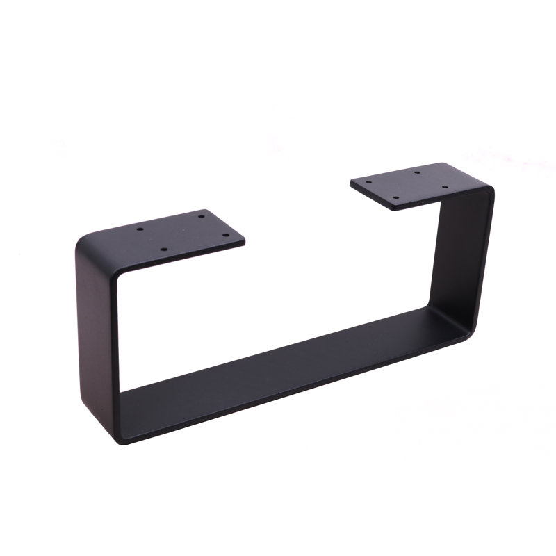 2 pieds de table basse de 6 po X6 po, pieds de table en acier robuste en forme de U, pieds d'armoire, pieds de canapé, noir
