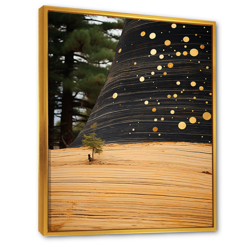 «Abstract Graceful Woodland I», reproduction d'art murale abstraite, Cadre flottant doré, H 44 po x l 34 po x P 1,5 po