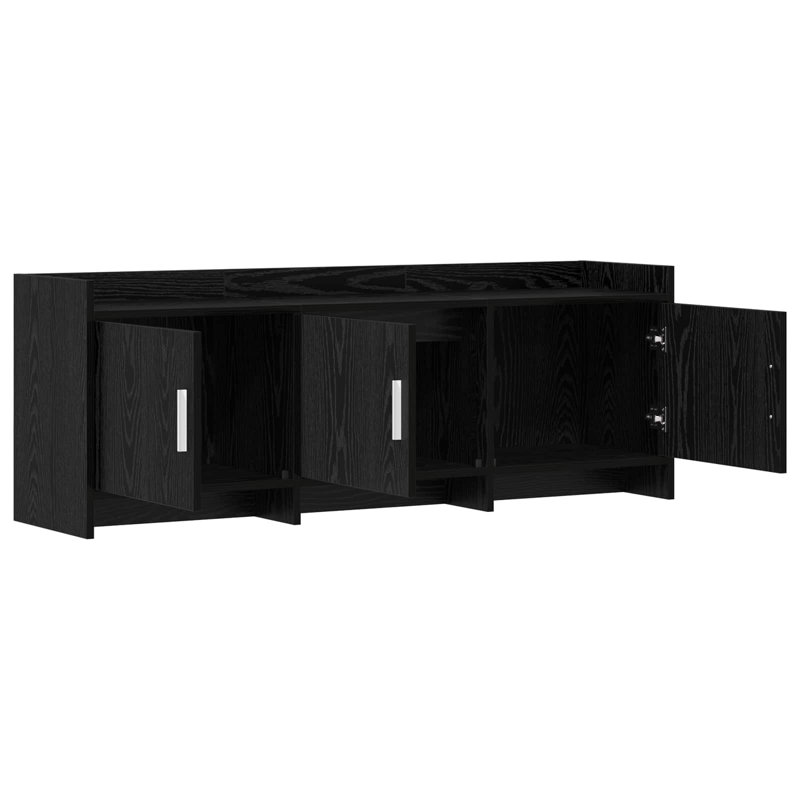 Unfinished TV Stand for TVs up to 58" with Fireplace Included, Black Oak