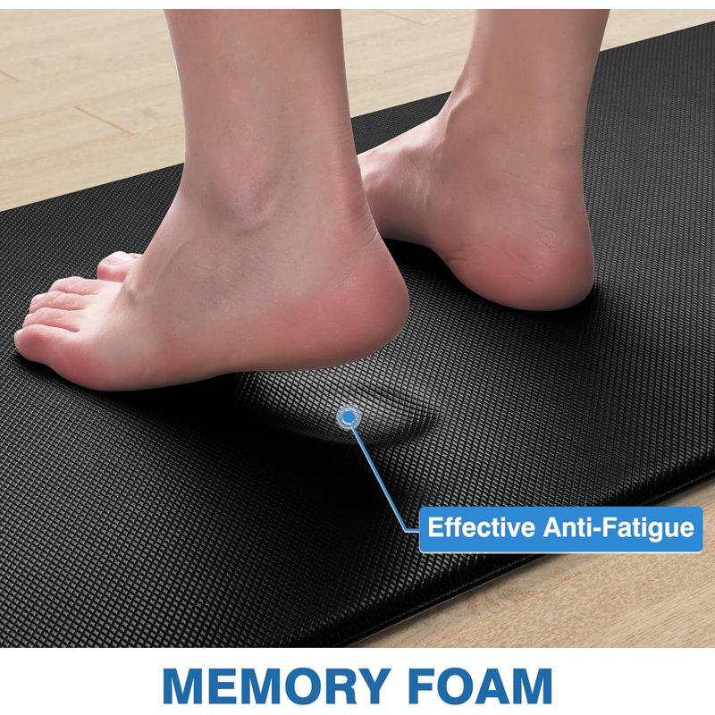 Black Anti-fatigue Cushioned & Non-slip Rug Set