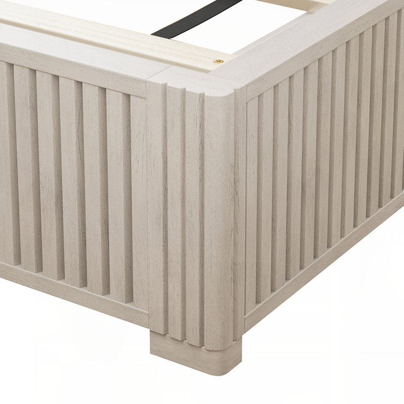 Structure de lit plateforme en bois massif avec tête de lit, aucun sommier nécessaire, sur pied, assemblage facile et conception durable