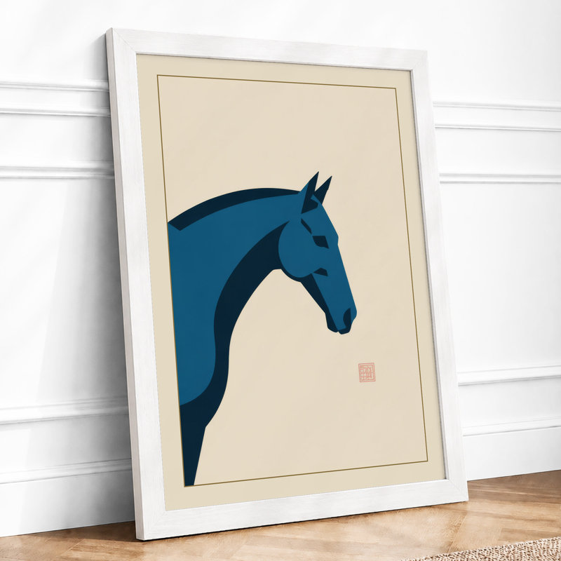 Horse in Contemplation Japandi - Framed Print, A4 - 29.7 x 21.0 cm, White