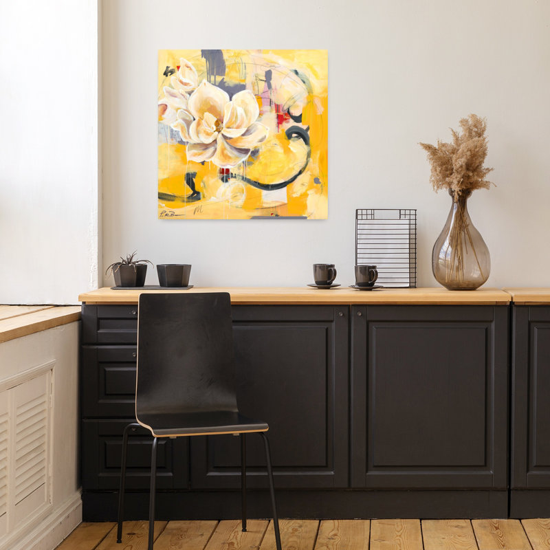 Southern Charm, art contemporain magnolia, H 18 po x l 18 po