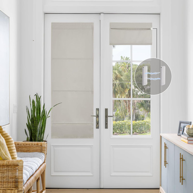 Magnetic Blackout Door Blinds, No Drill Roll Up French Door Curtain for Window, Thermal Insulated Light Blocking Shades for Sidelight Glass Window, 1 Panel