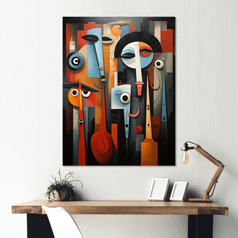 «Music Performance Cubist Portrait IV - Theatre», art mural en métal, H 32 po x l 16 po x P 1 po