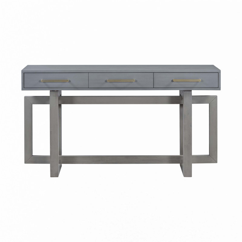 Console avec trois tiroirs, Argent, Gris antique