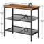 Table de bout étroite à 3 niveaux avec tablettes réglables, table de chevet brun rustique et noire pour le salon, la chambre à coucher, le couloir et les petits espaces