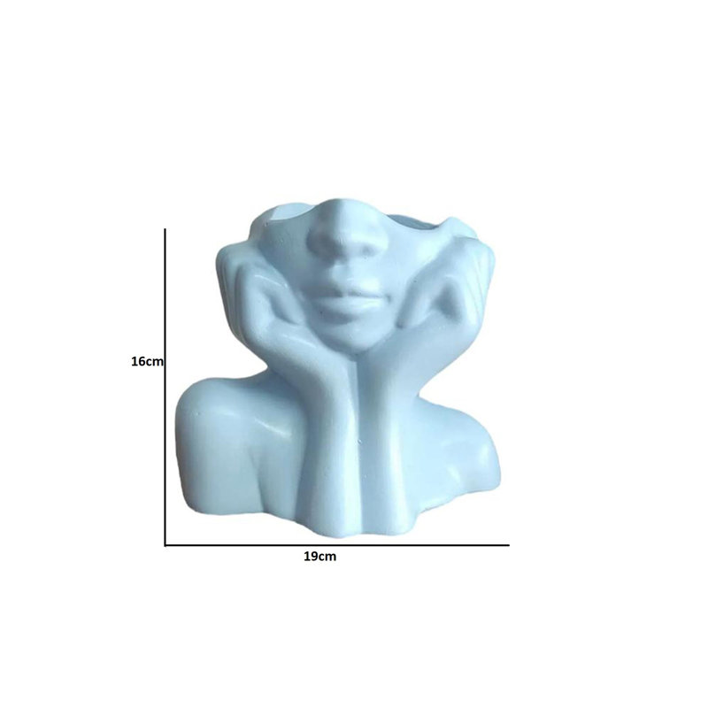 Comolli Ceramic Table Vase, 19cm H x 16cm W x 11cm D, Paled Turquoise
