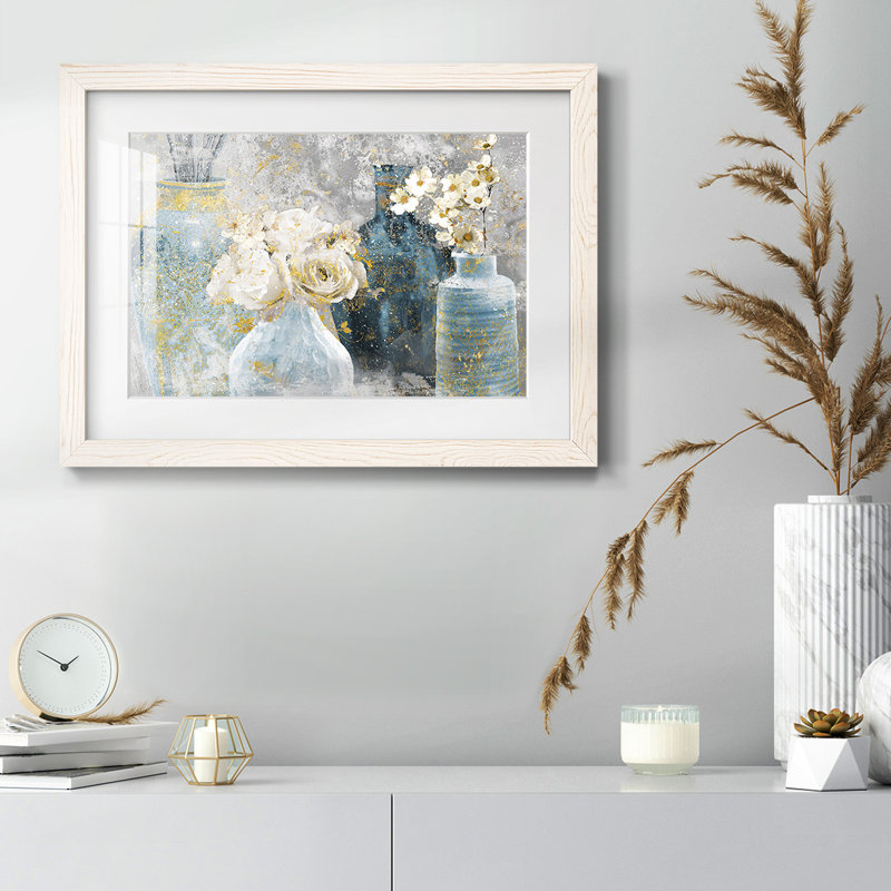 Vessels and Blooms Blues, Blanc, H 26 po x l 38 po