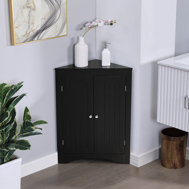 Armoire de coin de salle de bain avec portes et tablettes