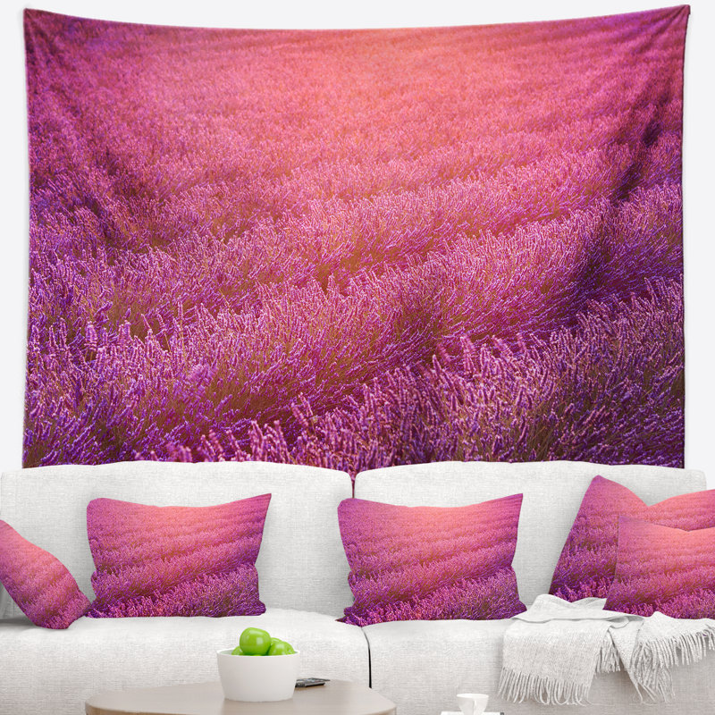 Terrain lavande et rayons de tapisserie de lumières floral, H 32 po x l 39 po
