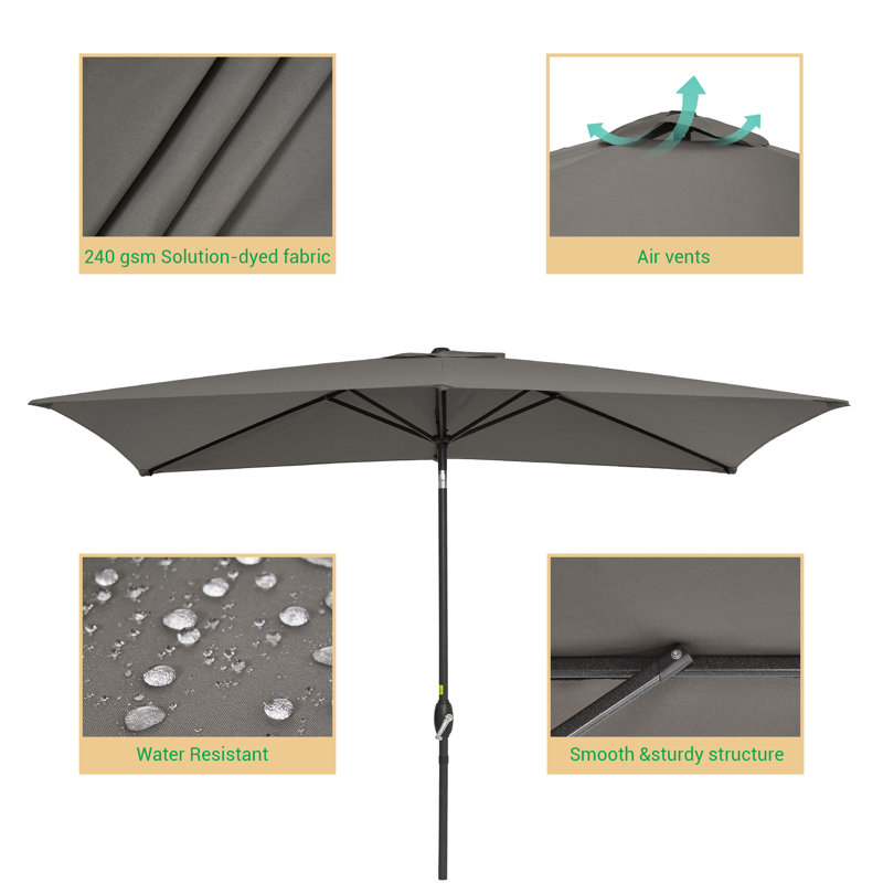 Parasol de marché rectangulaire 120 po x 84 po Dmarrion, gris
