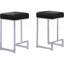 Tabourets de comptoir en métal avec dossier sans dossier en similicuir et base argentée (ensemble de 2), hauteur 25 po (63,5 cm)-2106123549