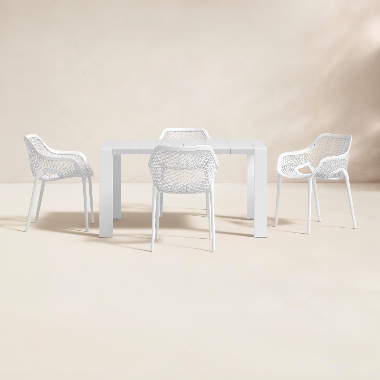 Asherton 55'' Rectangular 4 - Person Outdoor Dining Set, White
