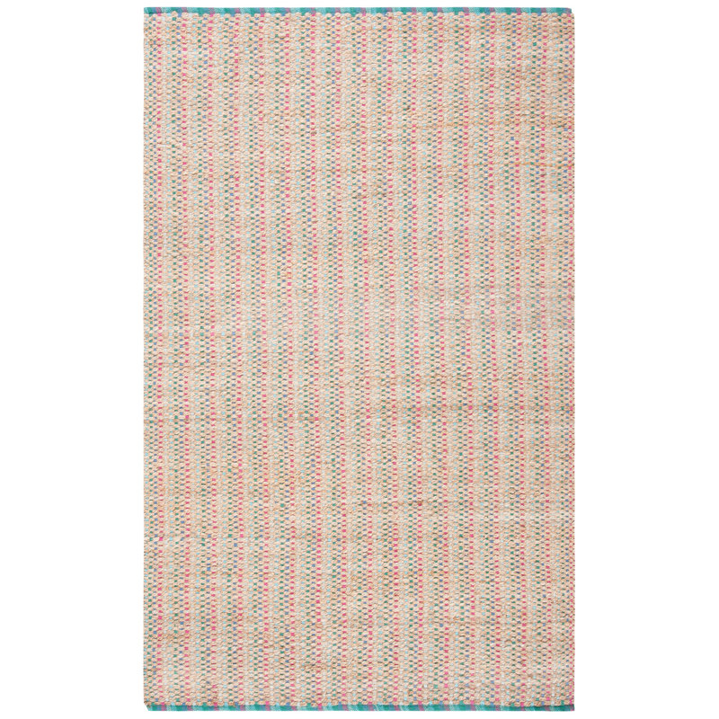 Tapis de couleur unie en jute / coton tissé à la main Doleman, Rectangle 4 pi x 6 pi