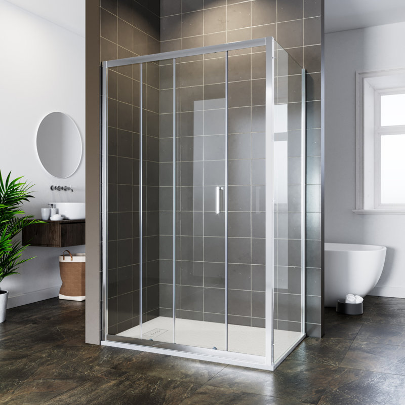 1850mm H Sliding Framed Walk In Glass Screens with Clear Glass, 1400mm