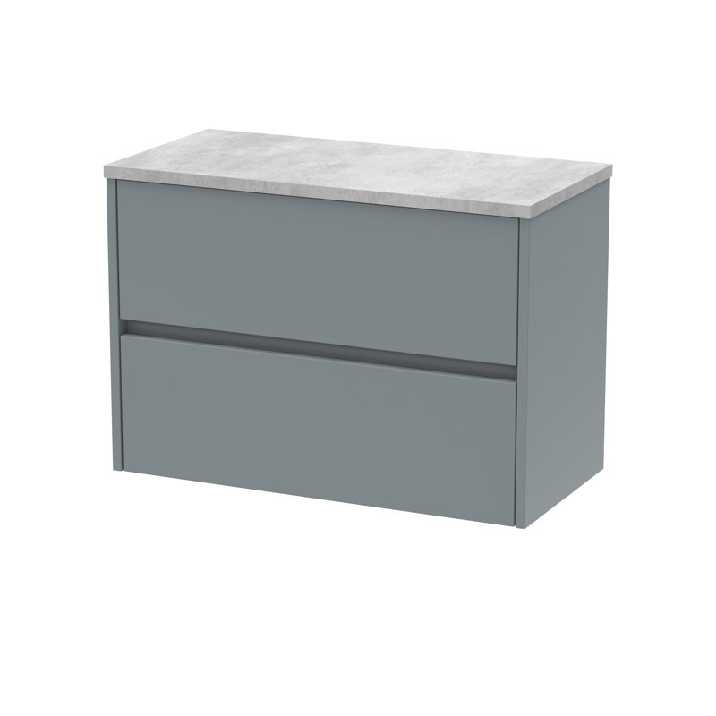 80cm Wall Mounted Single Bathroom Vanity Base Only, Coastal Grey
