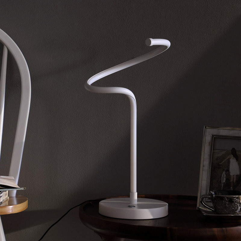 Lampe de table à conduit en tube spiralé 19 po blanc mat Curvilinear