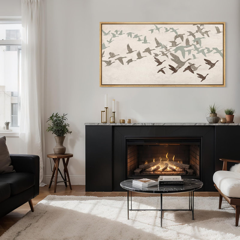 Wild Freedom Assorted Birds In Flight, reproduction d'art sur toile, H 30 po x l 60 po, Natural