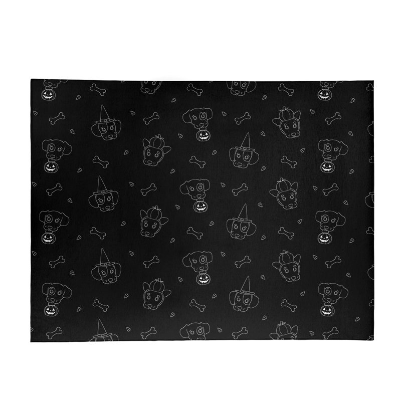 Tapis fait main area black, Rectangle 5 pi x 7 pi