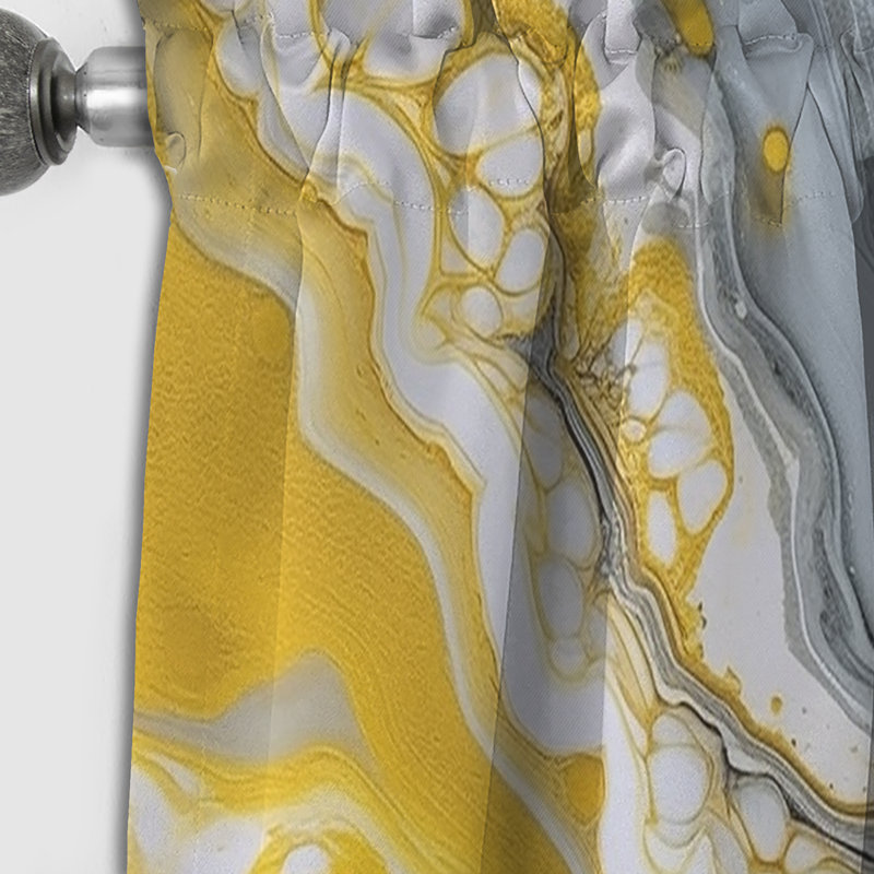 Rideau occultant en velours gris et jaune Symphony Marble, L 52 po x L 90 po