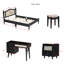 Ensemble de chambre à coucher 3 pièces avec cadre de lit en bois pleine grandeur, 1 table de chevet rétro et 1 ensemble de coiffeuse avec tabouret,-376471164