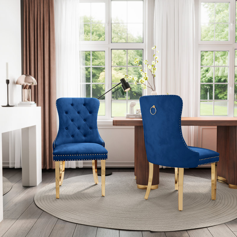 Chaise Parsons, Doré, Bleu