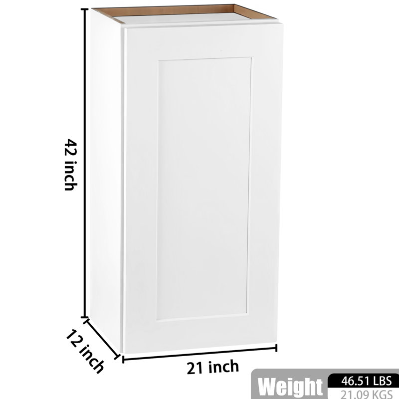 Armoire murale blanche en bois massif à une porte pour le rangement de la cuisine, de la salle de bain et du salon - 3 tablettes, conception ajustable, montée en caoutchouc dans la cuisine,