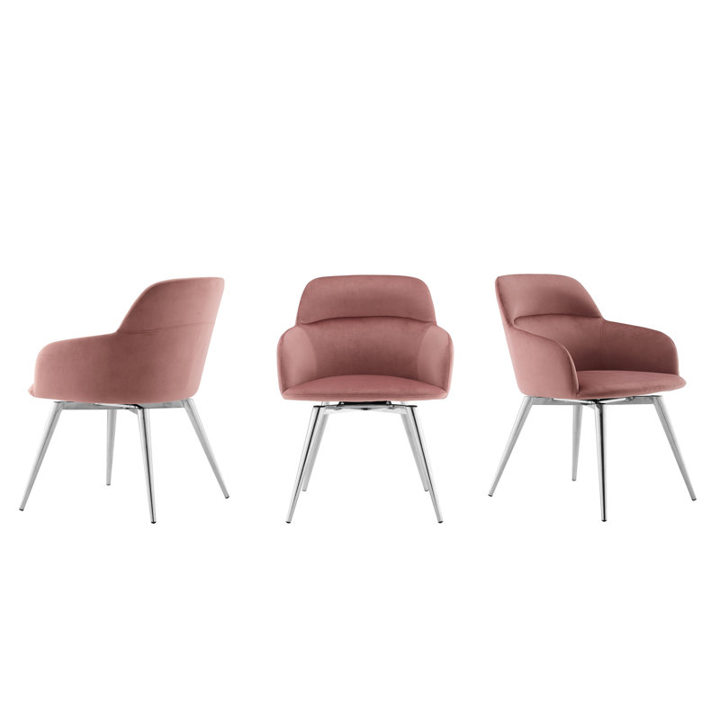 Fauteuil en velours Kyriana, Vieux rose