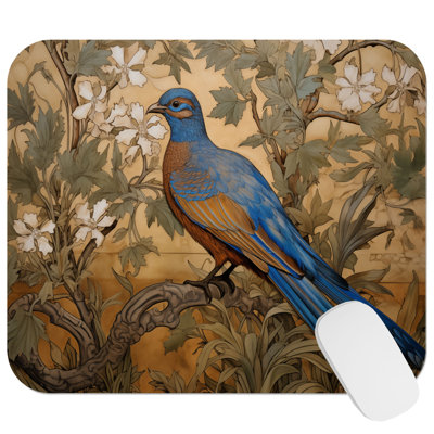 Animals William Morris Bird Pattern VI Cottage Gaming Cute Office Laptop Desk Pad Gift Mat Square Rectangle Non-Slip Mousepad