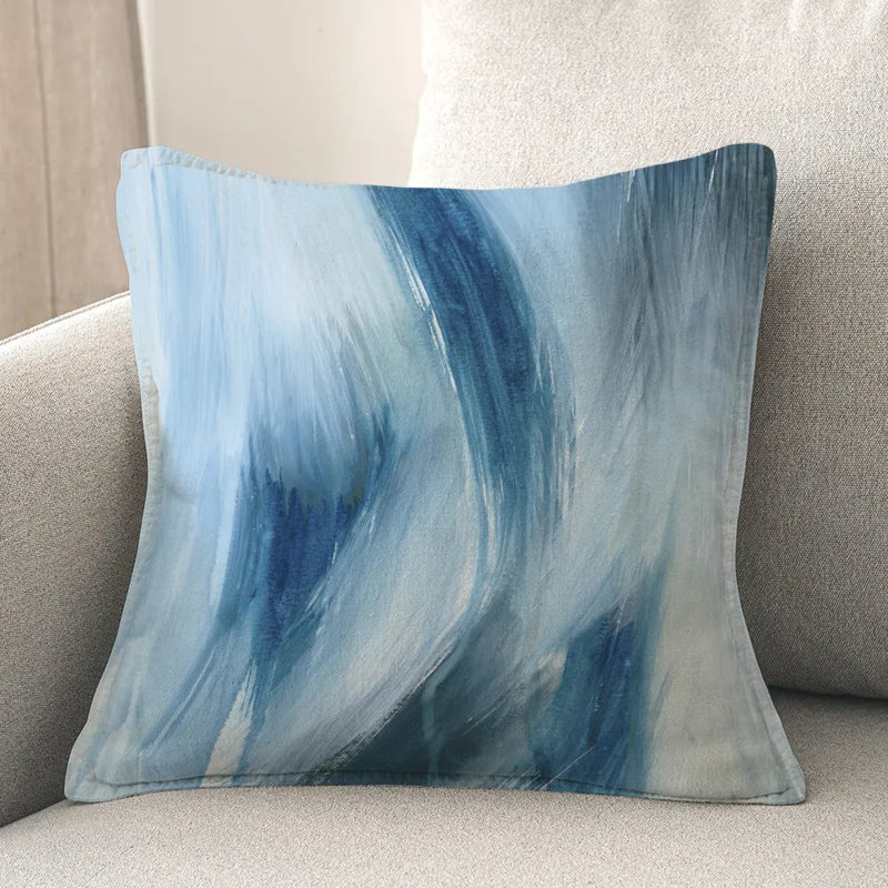 Coussin décoratif d'intérieur abstrait bleu I kathy ireland® par Laural Home