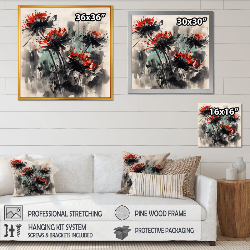 «Ruthellen Bloud Red Flower», reproduction sur toile, H 16 po x l 16 po x P 1 po, Toile tendue