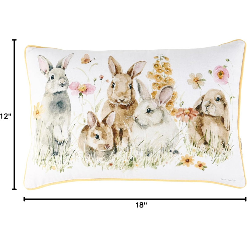 Coussin Primitives By Kathy Flower Bunnies - taille 18 po x 12 po