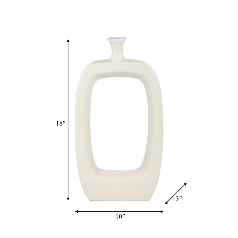 Craigban Modern Stoneware Ceramic Vase with Open Geometric Design - Sleek Decorative Accent, 18" H x 10" W x 3" D