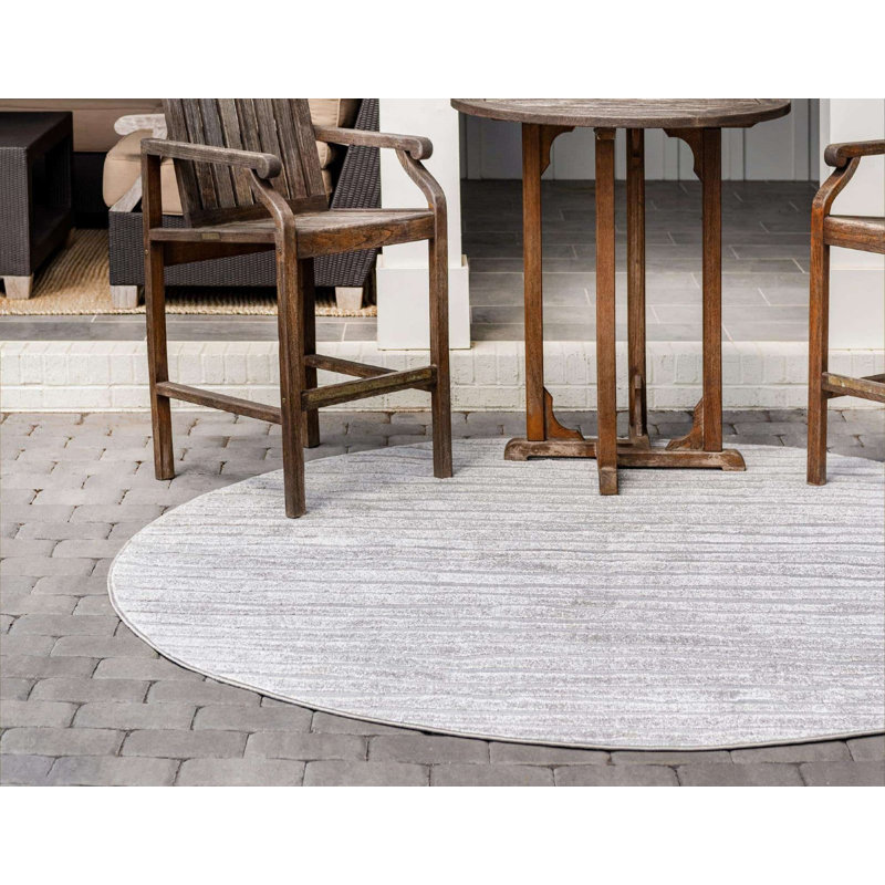 Tapis d'extérieur couleur pierre Claudia, Rond 8 pi