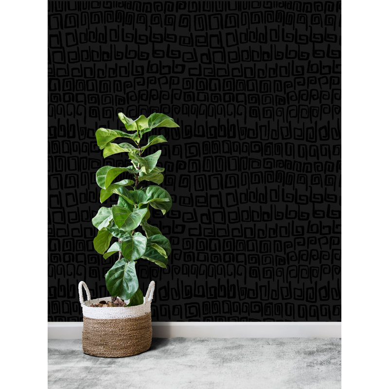 Library 33' L x 20.5" W Wallpaper Roll, Black/Gray