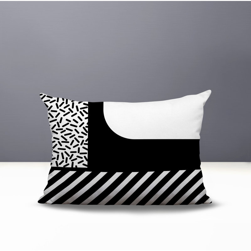Oreiller rectangulaire réversible intérieur / extérieur Jazzo, Rectangulaire H 14 po x l 20 po, Noir