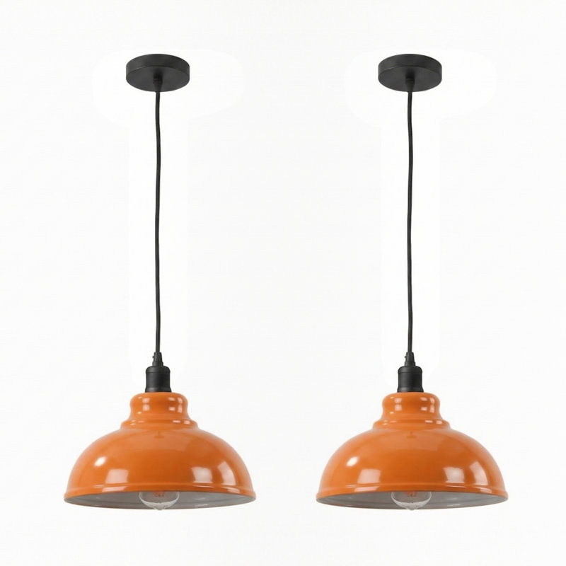 1 - Light Orange Dome Pendant