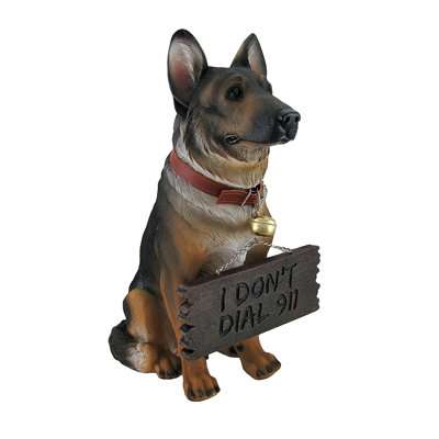 I Don't Dial 911 German Shepherd Guard Dog Warning Statue