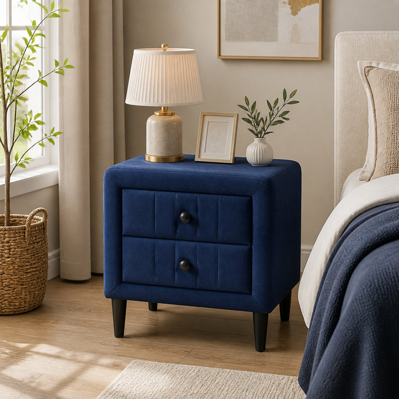 Table de chevet moderne avec rangement, Navy Blue