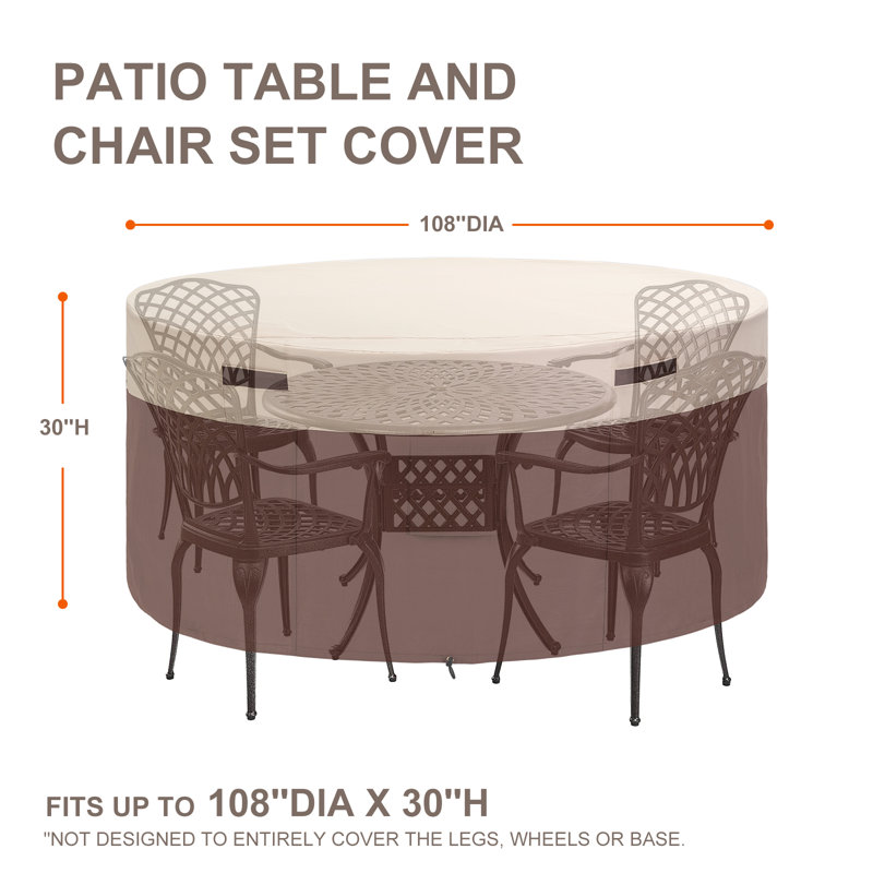Breathable Patio Dinning Set Cover Round, 30" H x 108" W x 108" D