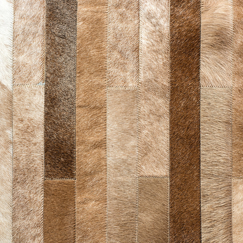 Poseidon Cowhide Striped Area Rug, Rectangle 8' x 10'