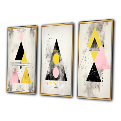 Ensemble de 3 pièces sur toile Transcendence Retro Triangular Minimal II