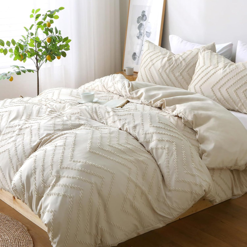 Microfiber Chequered Duvet Cover Set, Taupe, King