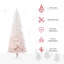 Sapin de Noël artificiel non éclairé 7 pi avec branches réalistes et base en acier, rose et blanc