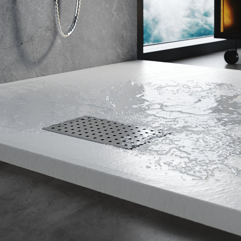 Baylen Stone Standard Shower Tray - White, 40mm H x 1000mm W x 800mm D