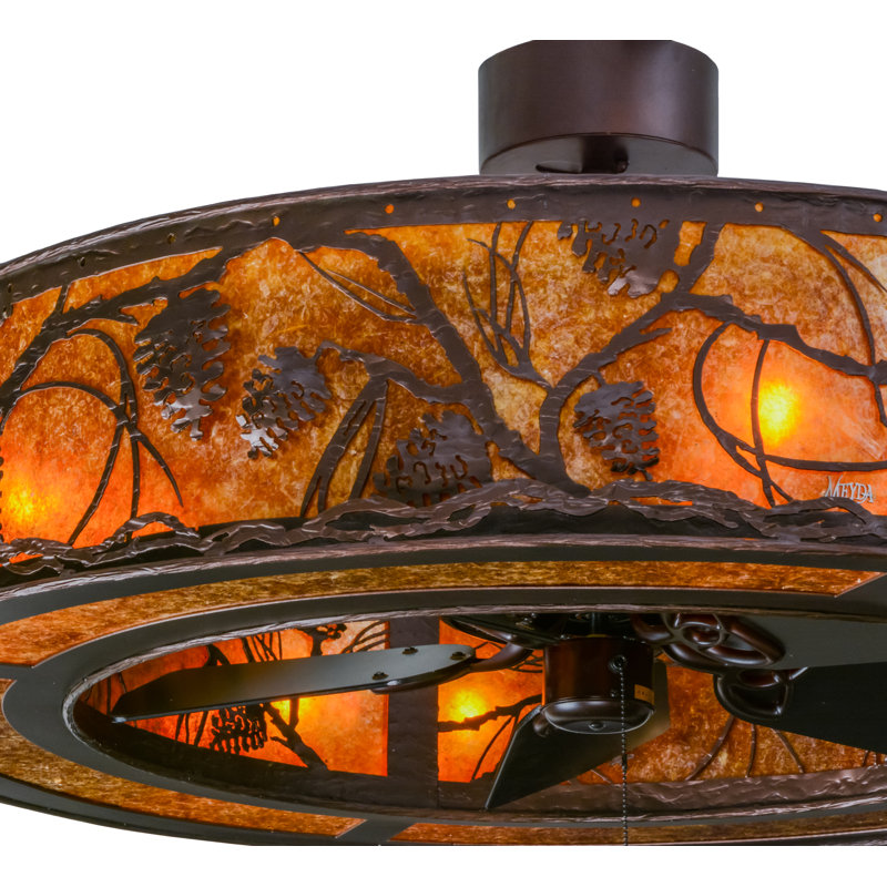 Rustic Lodge 8 - Light Steel Dimmable Drum Chandelier, Mahogany Bronze